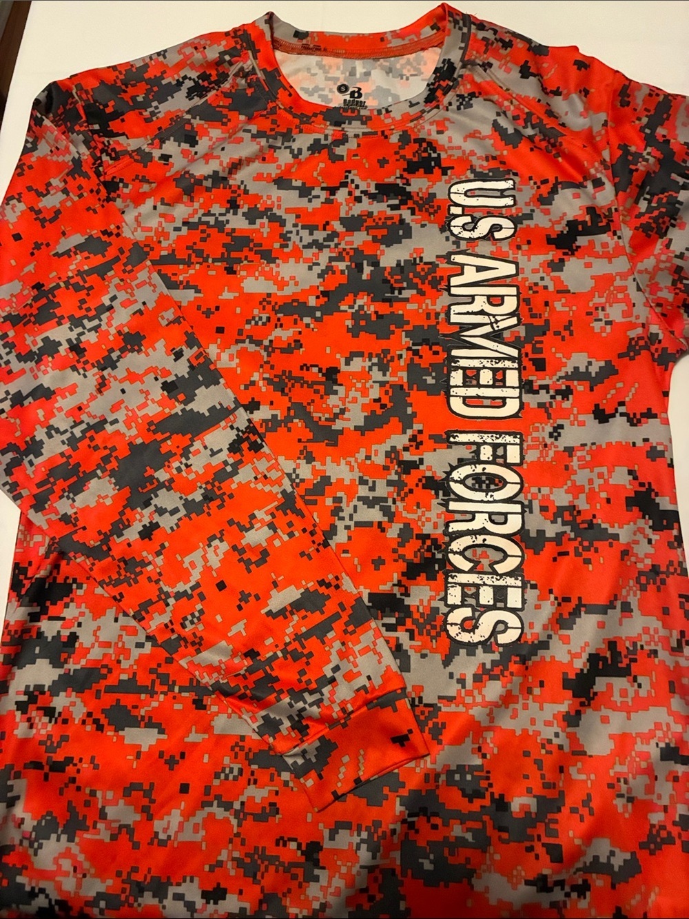US Armed Forces Orange Camo Long Sleeve Performance Shirt